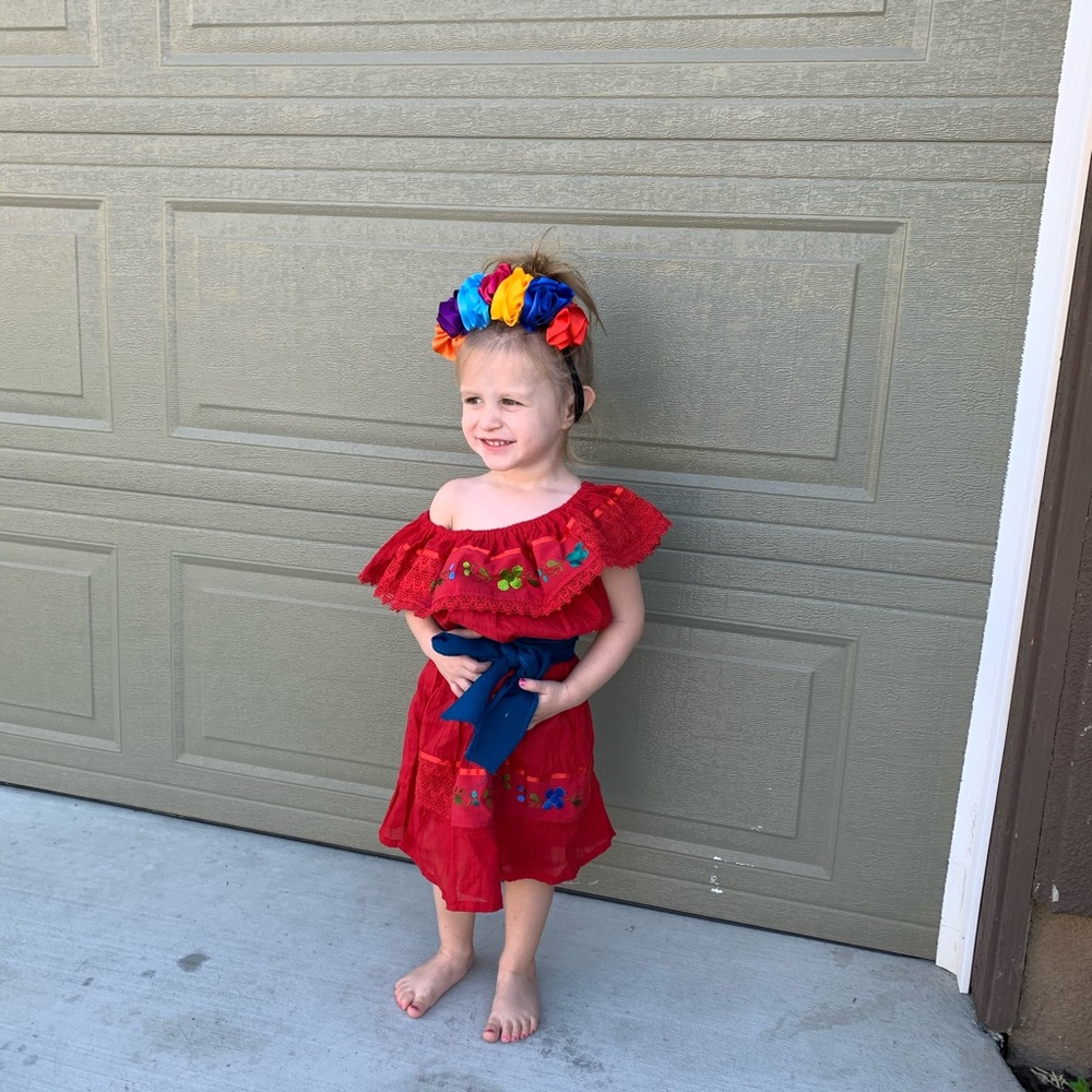 Girls red dress Gypsy lace embroidered sz 2t-4T